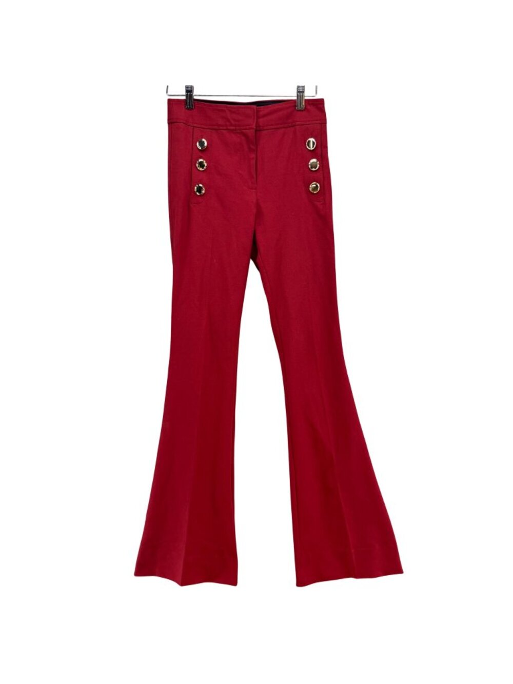 Derek Lam 10 Crosby Robertson Flare Pants Womens Red Sailor Button Size 4